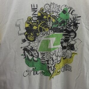Vintage One Industries Motocross Graphic Shirt Mens XL White MX Dirt‎ Bike Skull